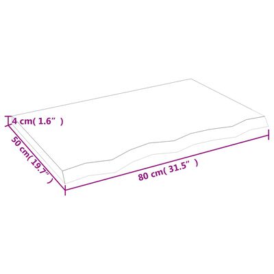 vidaXL Vonios stalviršis, šviesiai rudas, 80x50x(2-4) cm, mediena