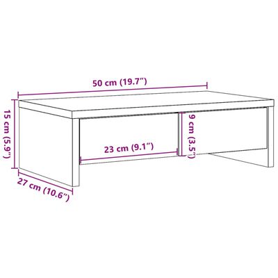 vidaXL Monitoriaus stovas su stalčiais, medienos, 50x27x15cm, mediena