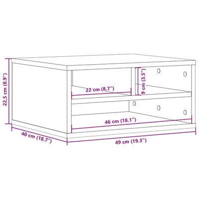 vidaXL Spausdintuvo stovas, baltas, 49x40x22,5cm, apdirbta mediena