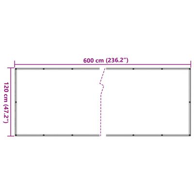 vidaXL Privatumo suteikianti balkono pertvara, 600x120cm, PVC