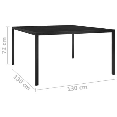 vidaXL Sodo stalas, juodos spalvos, 130x130x72cm, plienas ir stiklas