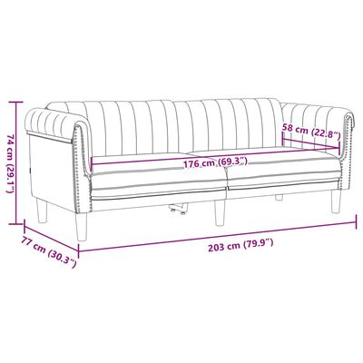 vidaXL Trivietė sofa, rudos spalvos, dirbtinė versta oda