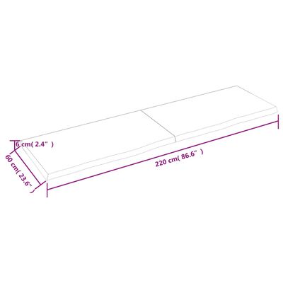 vidaXL Vonios stalviršis, tamsiai rudas, 220x60x(2-6)cm, mediena