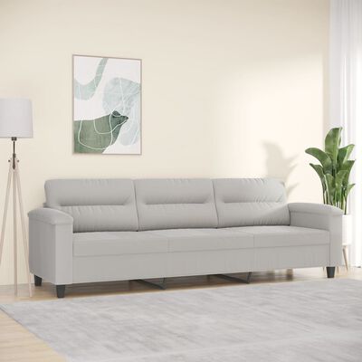 vidaXL Trivietė sofa, šviesiai pilka, 210cm, mikropluošto audinys