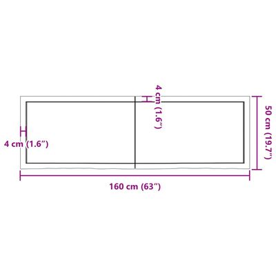 vidaXL Vonios kambario stalviršis, 160x50x(2–6) cm, medienos masyvas