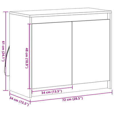 vidaXL Šoninė spintelė su LED, dūminio ąžuolo, 72x34x61cm, mediena