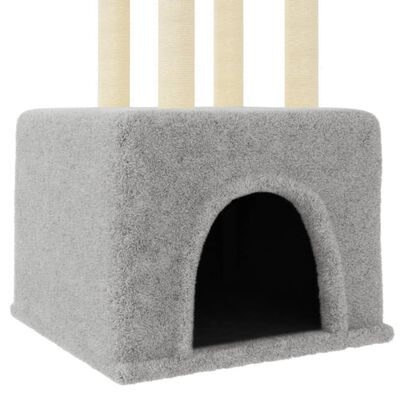 vidaXL Draskyklė katėms su stovais iš sizalio, šviesiai pilka, 133,5cm