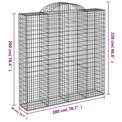 vidaXL Išlenkti gabiono krepšiai, 5vnt., 200x50x200/220cm, geležis