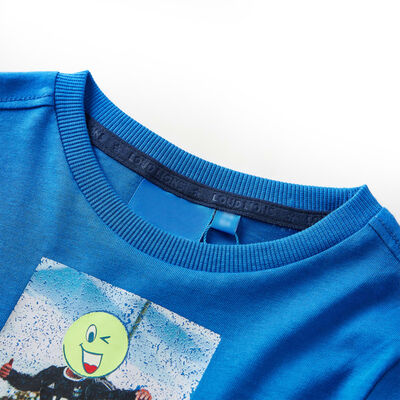 Vaikiški marškinėliai ilgomis rankovėmis, kobalto mėlyni, 128 dydžio