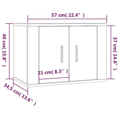 vidaXL Sieninės televizoriaus spintelės, 2vnt., baltos, 57x34,5x40cm