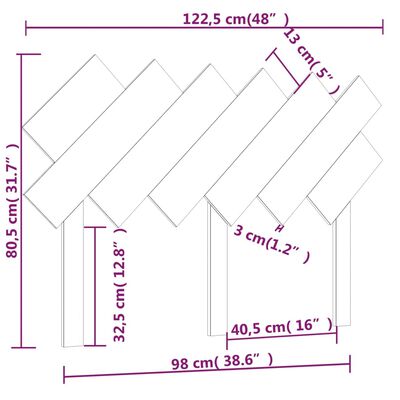 vidaXL Lovos galvūgalis, medaus rudas, 122,5x3x80,5cm, pušies masyvas