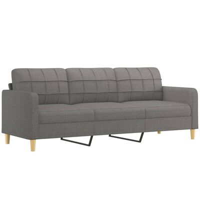 vidaXL Trivietė sofa su pagalvėmis, tamsiai pilka, 210cm, audinys