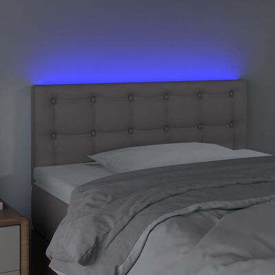 vidaXL Galvūgalis su LED, pilkos spalvos,100x5x78/88cm, dirbtinė oda