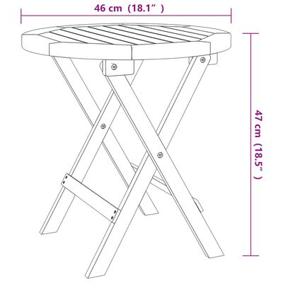 vidaXL Sulankstomas sodo staliukas, 46cm, akacijos medienos masyvas