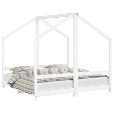 vidaXL Vaikiškos lovos rėmas, baltas, 2x(80x160)cm, pušies masyvas