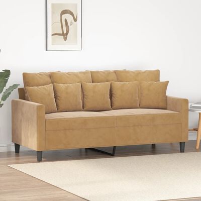 vidaXL Dvivietė sofa, rudos spalvos, 140cm, aksomas