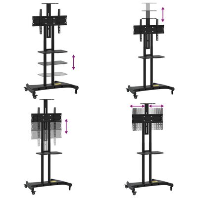 vidaXL TV stovas ant ratukų 32-70 colių ekranui, 600x400mm, 60kg