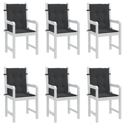 vidaXL Sodo kėdės pagalvėlės, 6vnt., juodos, 100x50x3cm, audinys