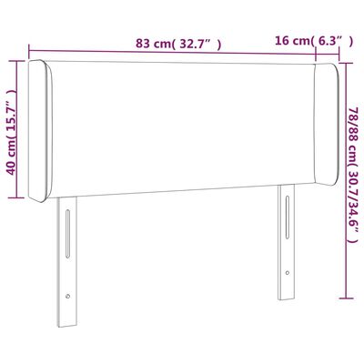 vidaXL Galvūgalis su LED, šviesiai pilkas, 83x16x78/88cm, aksomas