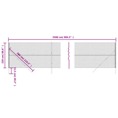 vidaXL Tinklinė tvora, žalios spalvos, 2,2x25m