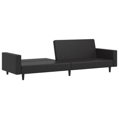 vidaXL Dvivietė sofa-lova, juodos spalvos, dirbtinė oda