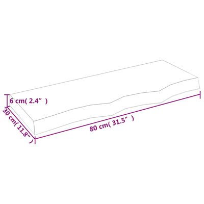 vidaXL Vonios kambario stalviršis, 80x30x(2–6)cm, medienos masyvas