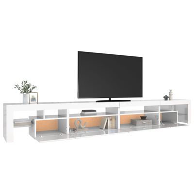 vidaXL TV spintelė su LED apšvietimu, balta, 290x36,5x40cm, blizgi