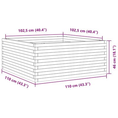 vidaXL Sodo lovelis, 110x110x46cm, impregnuota pušies mediena