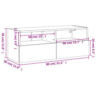 vidaXL Sieninė TV spintelė, juoda, 80x30x30cm, apdirbta mediena