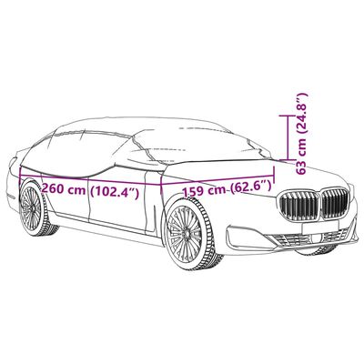 vidaXL Pusės automobilio uždangalas su kabliukais, sidabrinis, M