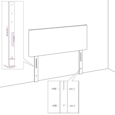 vidaXL Galvūgalis su auselėmis, rožinis, 83x23x118/128cm, aksomas