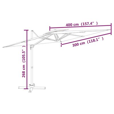 vidaXL Gembinis skėtis su dvigubu viršumi, juodos spalvos, 400x300cm