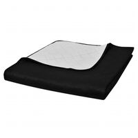 Dvipusis dygsniuotas lovos užtiesalas juodas/baltas 170 x 210 cm
