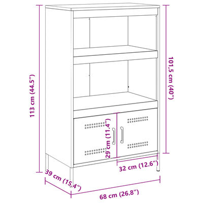 vidaXL Komoda, antracito spalvos, 68x39x113cm, plienas