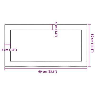 vidaXL Vonios kambario stalviršis, 60x30x(2–6)cm, medienos masyvas