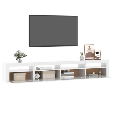 vidaXL TV spintelė su LED apšvietimu, balta, 240x35x40cm, blizgi