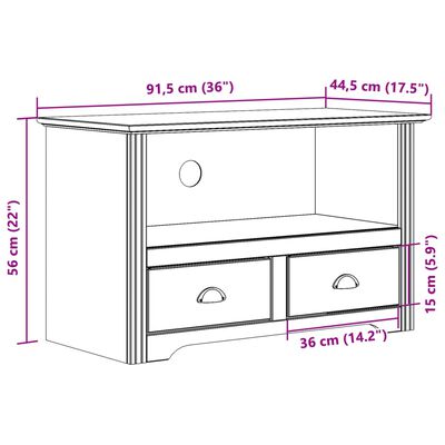 vidaXL TV spintelė su 2 stalčiais BODO, pilka, 91,5x44,5x56 cm, pušis