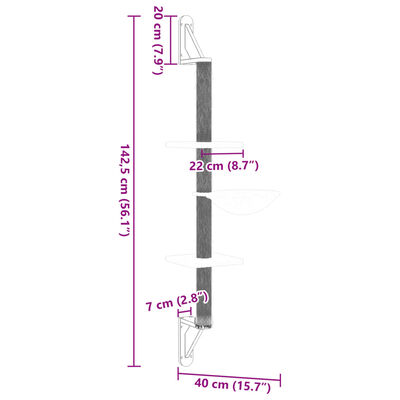 vidaXL Draskyklė katėms su draskymo stovu, tamsiai pilka, 142,5cm