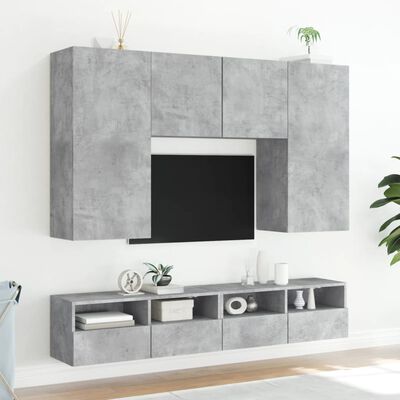 vidaXL Sieninės TV spintelės, 2vnt., betono, 100x30x30cm, mediena