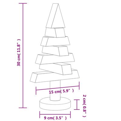 vidaXL Medinės Kalėdų eglutės, 2vnt., 30cm, pušies medienos masyvas