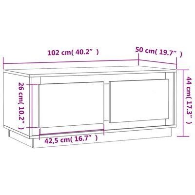 vidaXL Kavos staliukas, baltas, 102x50x44cm, apdirbta mediena, blizgus