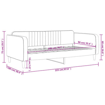 vidaXL Sofa, tamsiai žalios spalvos, 90x200cm, aksomas