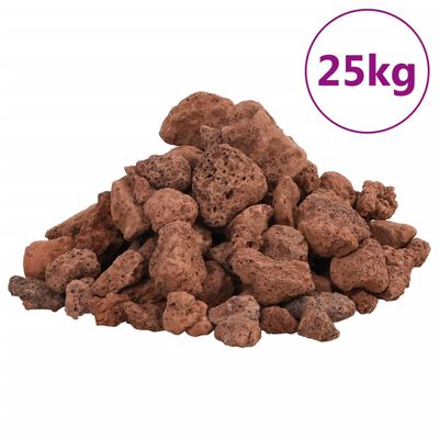 vidaXL Vulkaninės uolienos, raudonos spalvos, 25kg, 1–2cm