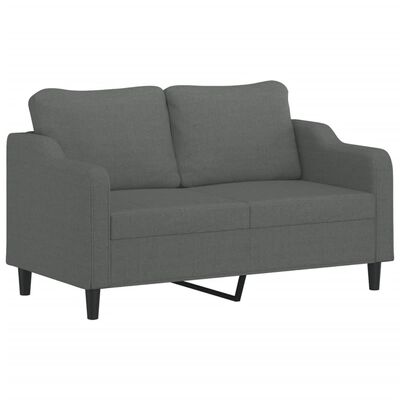 vidaXL Dvivietė sofa, tamsiai pilkos spalvos, 140cm, audinys