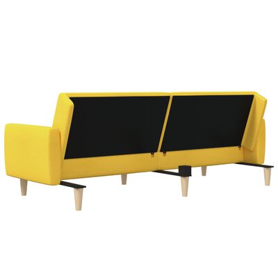 vidaXL Dvivietė sofa-lova, geltonos spalvos, audinys