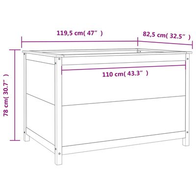 vidaXL Aukštas sodo lovelis, pilkas, 119,5x82,5x78cm, pušies masyvas