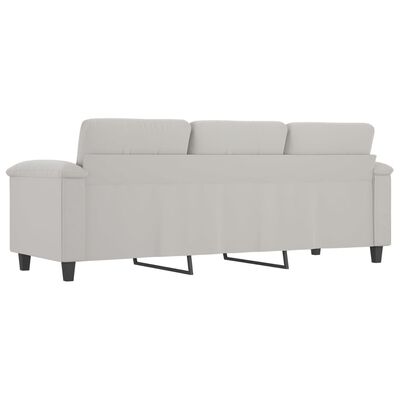 vidaXL Trivietė sofa, šviesiai pilka, 180cm, mikropluošto audinys