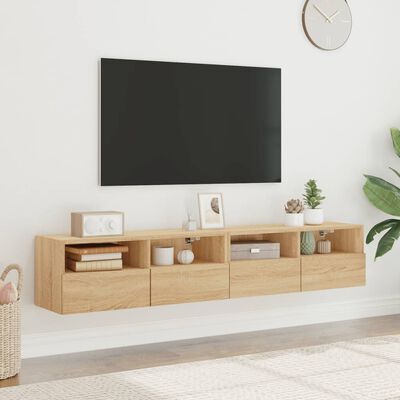 vidaXL Sieninės TV spintelės, 2vnt., ąžuolo, 80x30x30cm, mediena