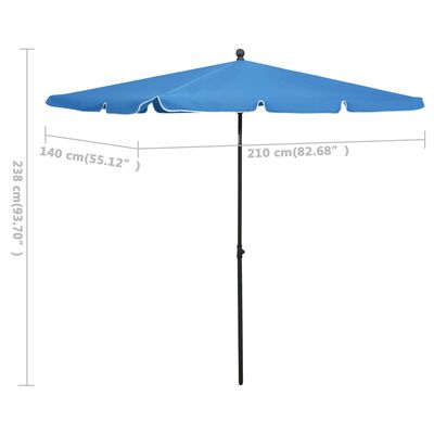 vidaXL Sodo skėtis nuo saulės su stulpu, tamsiai mėlynas, 210x140cm