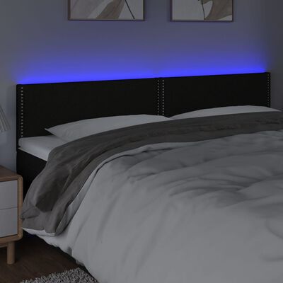 vidaXL Galvūgalis su LED, juodos spalvos, 180x5x78/88cm, audinys